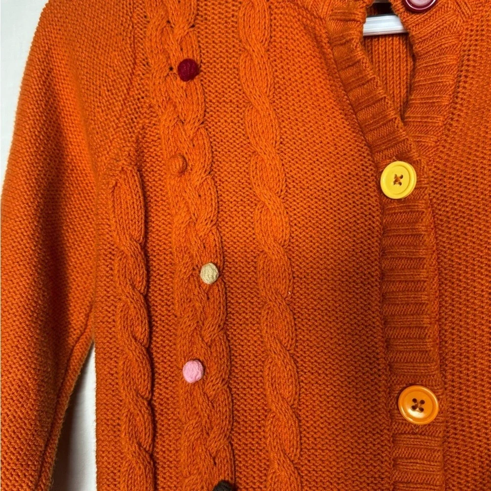 Gymboree Girls Orange Button Down Sweater Dress Sz 7-8 Long Sleeve Cable Knit